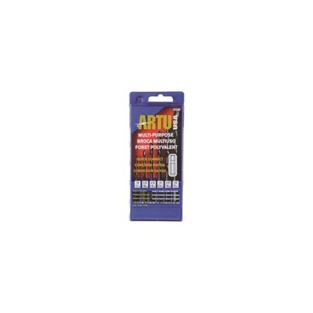 ARTU 01540 Multi-Purpose Drill Bit Set, Chrome Vanadium Steel/Cobalt/Tungsten Carbide, 6-Piece